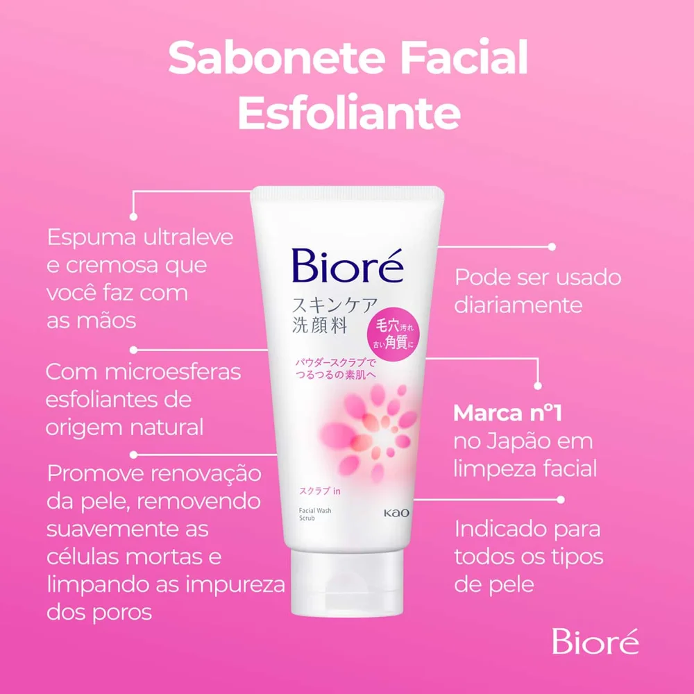 Sabonete Facial Bioré Wash Scrub Esfoliante 130g