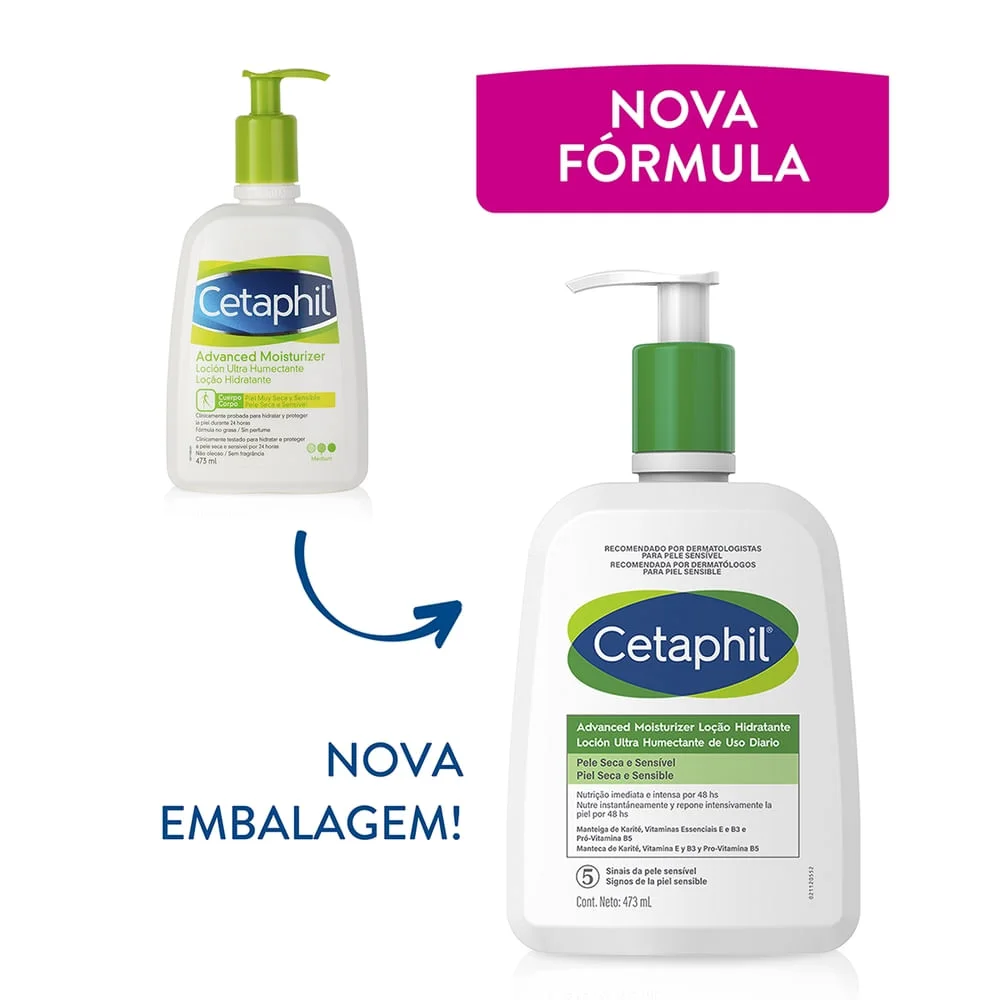 Loção Corporal Cetaphil Advanced Moisturizer Hidratante Peles Secas e Sensíveis 473ml