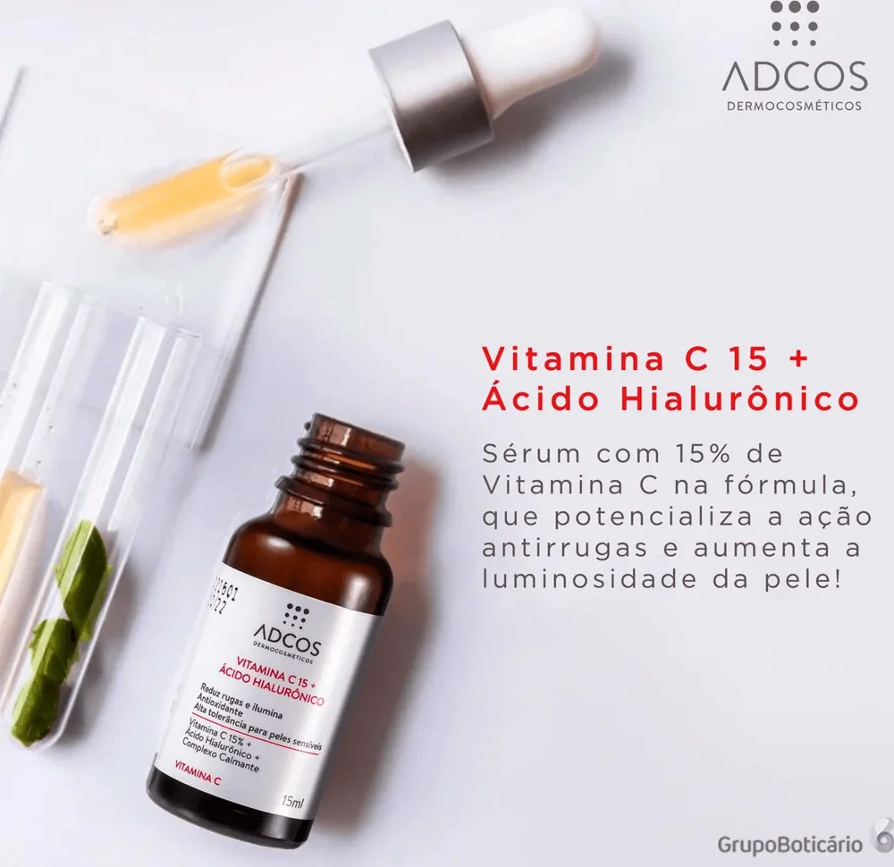 Sérum Adcos Anti Idade com Vitamina C 15 e Ácido Hialurônico 15ml