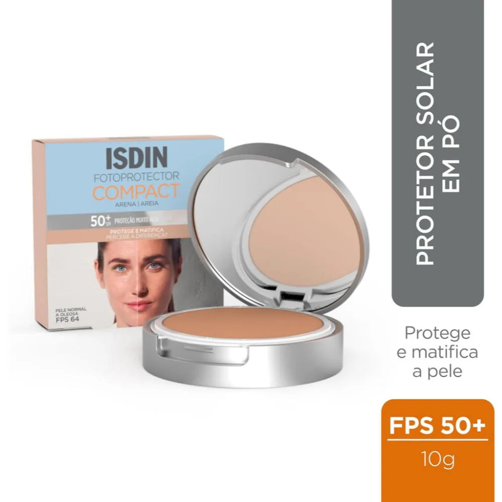 Protetor Solar Facial ISDIN Compact FPS50+ Pó Compacto Cor Areia 10g