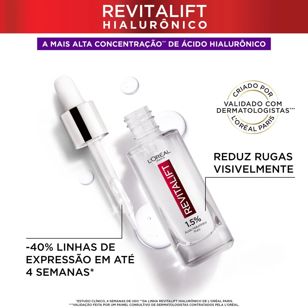 Kit Sérum Facial Preenchedor L'Oréal Paris Hialurônico 30ml 1 Unidade + Creme Hidratante Facial Noturno L'Oréal Paris Hialurônico 49g 1 Unidade