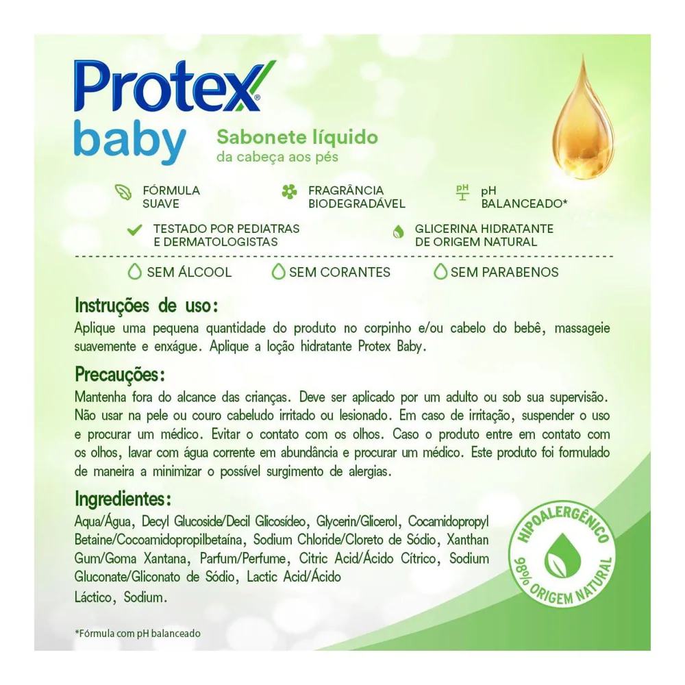 Sabonete Em Barra Para Bebê Protex Baby Glicerina Natural 85g