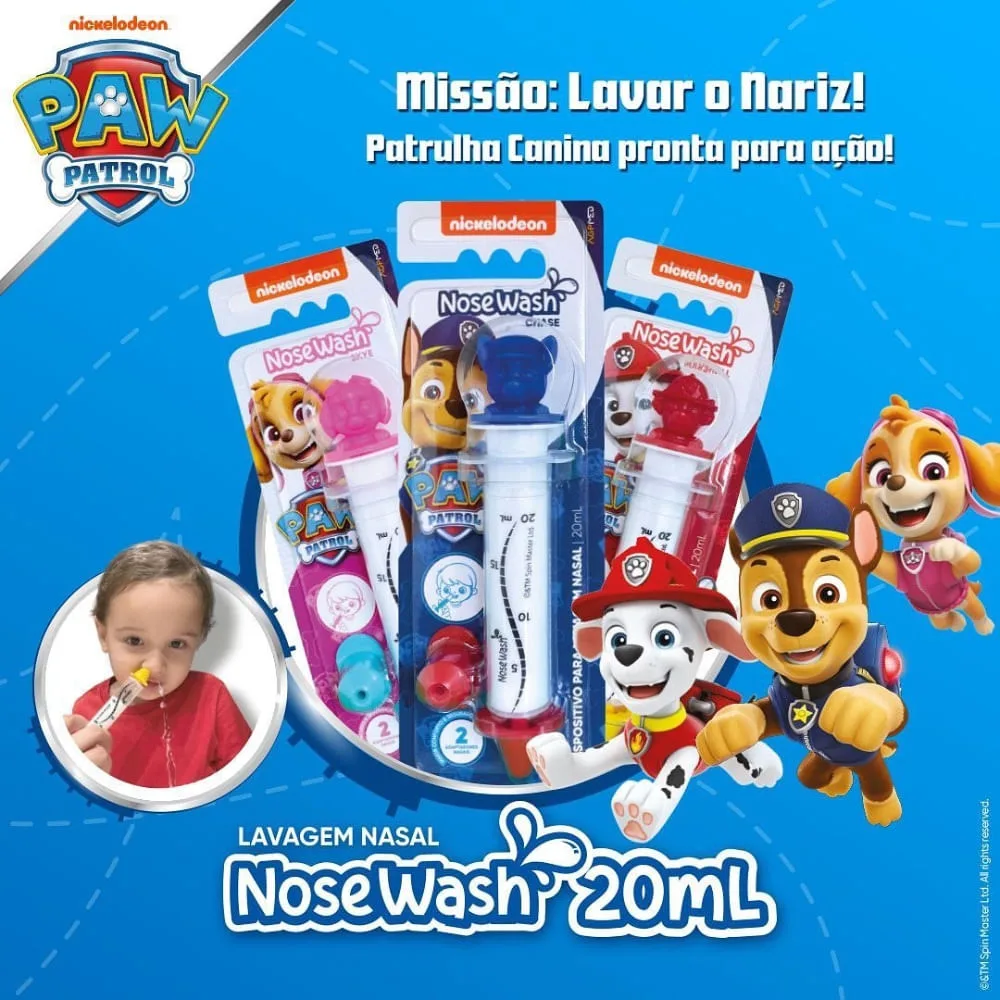 Dispositivo de Lavagem Nasal Nosewash Patrulha Canina Skye 20ml + 2 Adaptadores