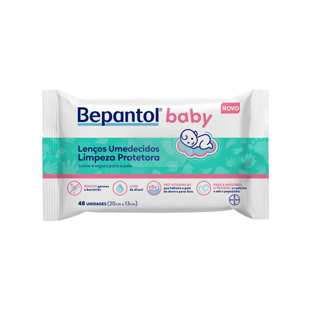Lenços Umedecidos Bepantol Baby Limpeza Protetora Antibac 48 Unidades