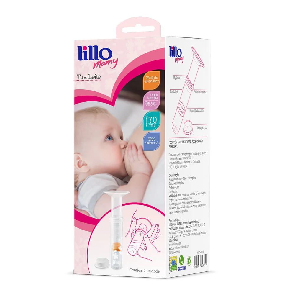 Bomba de Tirar Leite Lillo Mamy Manual Graduado Tampa Sem BPA 70ml 1 Unidades