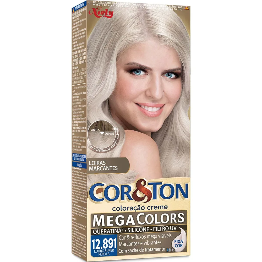 Tintura Cor&ton Mega Colors Louro Super Pérola 12.891
