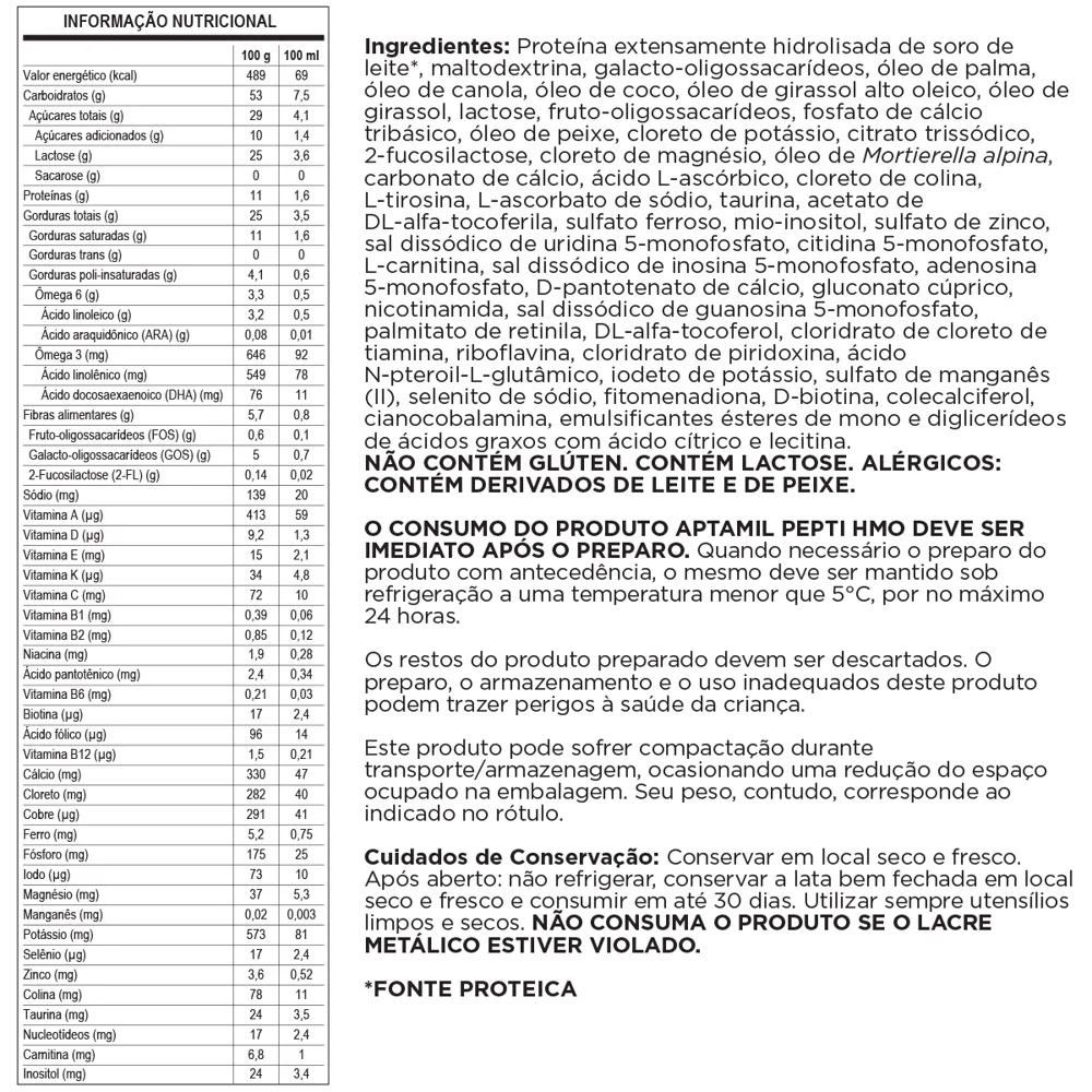 Fórmula Infantil Aptamil Pepti De 0 A 3 Anos 800g