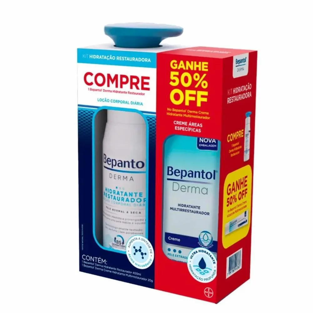 Kit Hidratante Bepantol Derma Restaurador Diário 400ml 1 Unidade + Creme Bepantol Derma Multirrestaurador 20g 1 Unidade