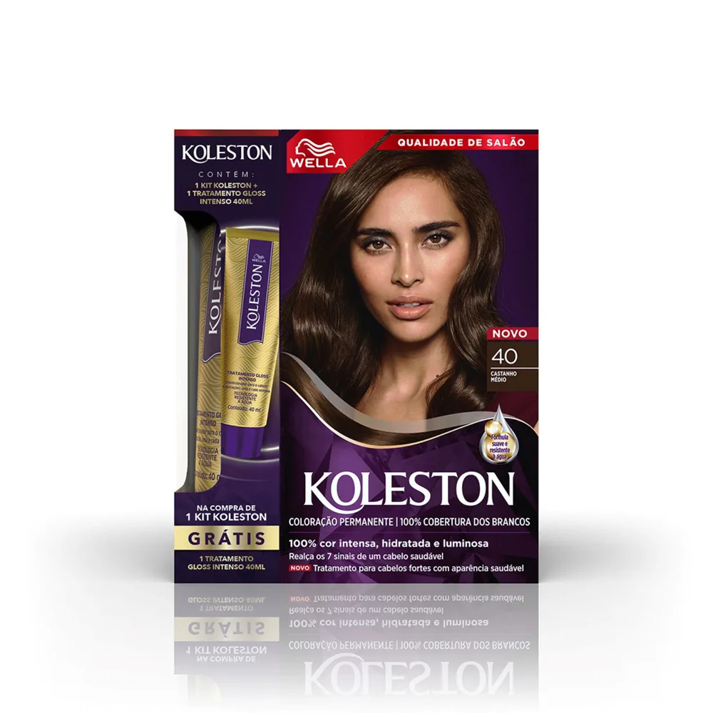 Tintura Koleston Castanho Médio 40 Grátis Tratamento Gloss Intenso 40ml