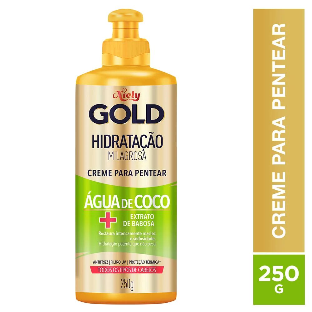 Creme de Pentear Niely Gold Reconstrução Potente Queratina-V e 13 Aminoácidos 250g