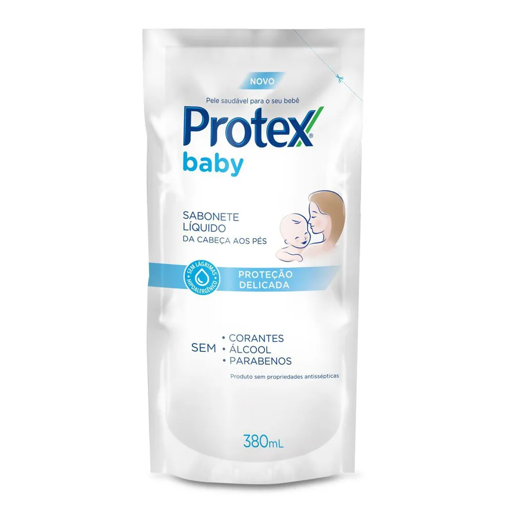 Sabonete Líquido Infantil Protex Baby Delicate Care Proteção Delicada da Cabeça aos Pés Refil 380ml