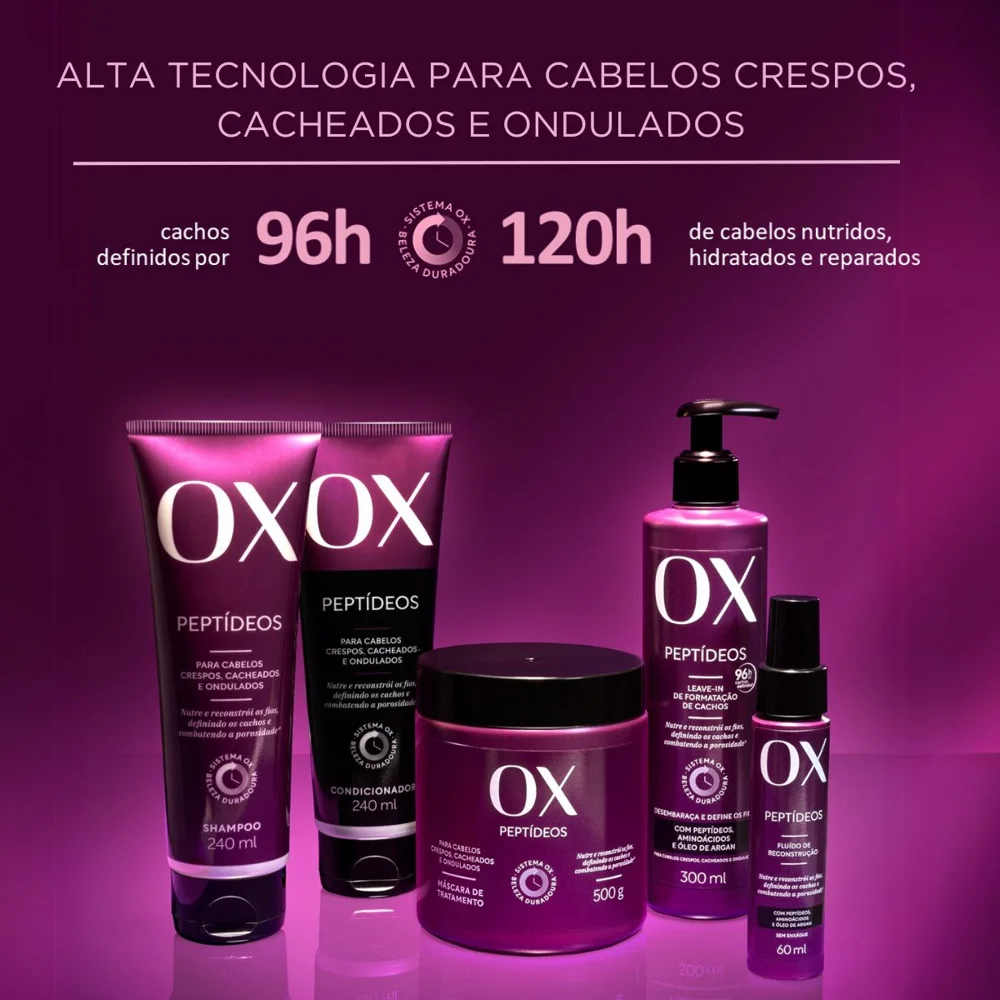 Shampoo OX Peptídeos para Crespos e Cacheados 240ml