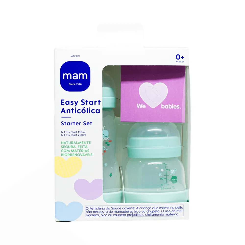 Kit Mamadeiras MAM Easy Start Azul 130ml e 260ml 2 Unidades