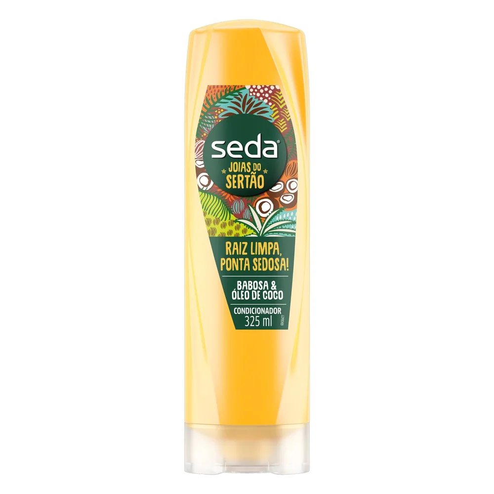 Condicionador Seda Joias do Sertão Raiz Limpa Ponta Sedosa! Babosa + Óleo de Coco 325ml
