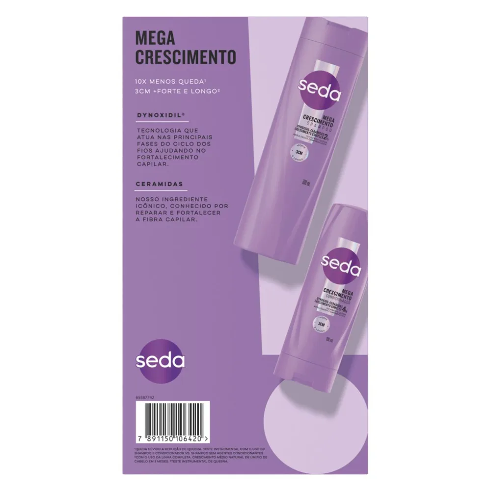 Kit Seda Mega Crescimento Shampoo 300ml + Condicionador 190ml