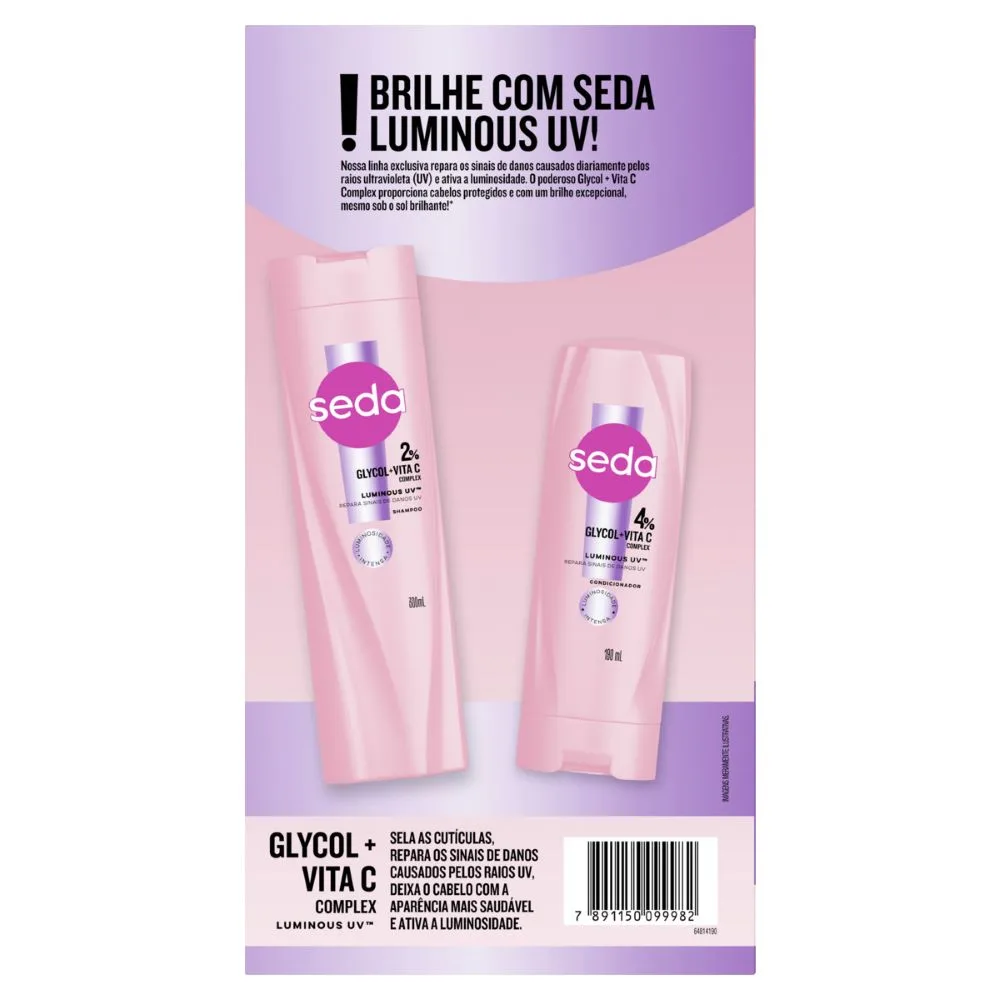 Kit Shampoo Seda Luminous UV 300ml 1 Unidade + Condicionador Seda Luminous UV 190ml 1 Unidade