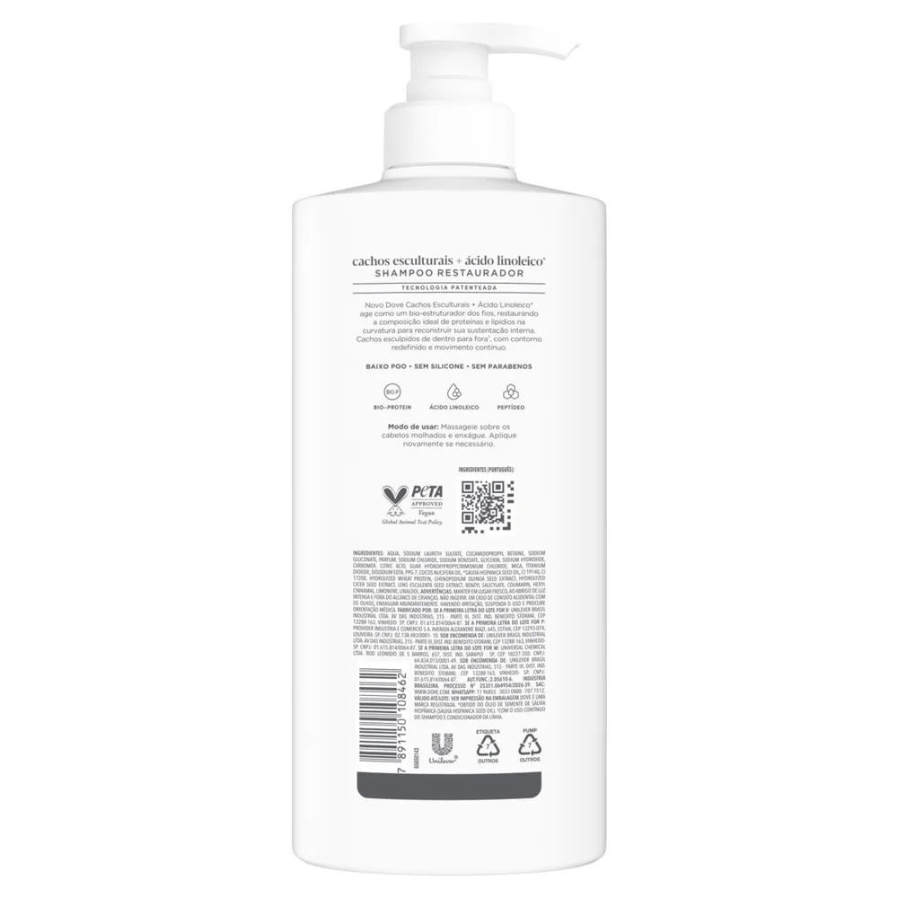 Shampoo Dove Cachos Esculturais + Ácido Linoleico 600ml