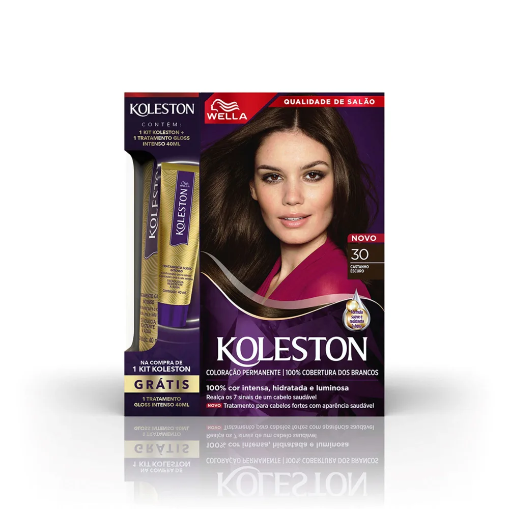 Tintura Koleston Castanho Escuro 30 Grátis Tratamento Gloss Intenso 40ml