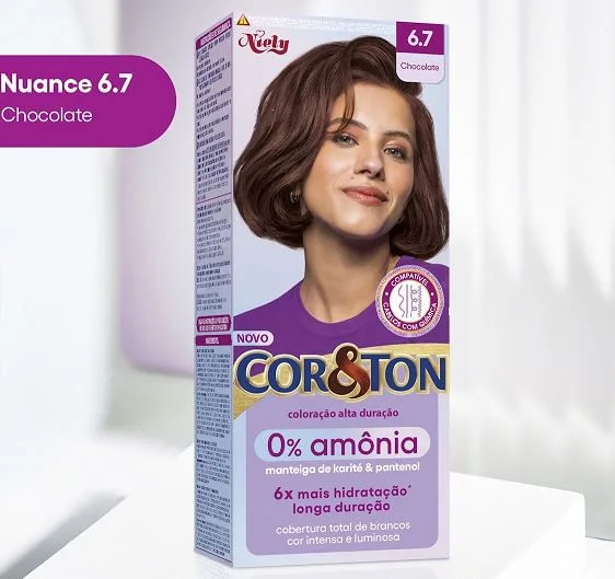 Tintura Cor&Ton Niely 0% Amônia 6.7 Chocolate