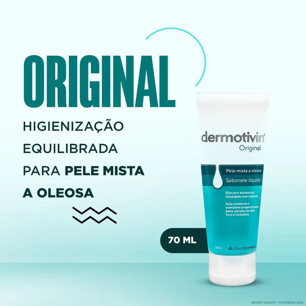 Sabonete Líquido Facial Dermotivin Original Peles Mistas e Oleosas 70ml