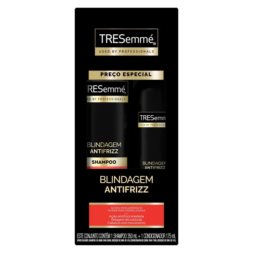 Kit Shampoo TRESemmé Blindagem Antifrizz 350ml 1 Unidade + Condicionador TRESemmé Blindagem Antifrizz 175ml 1 Unidade