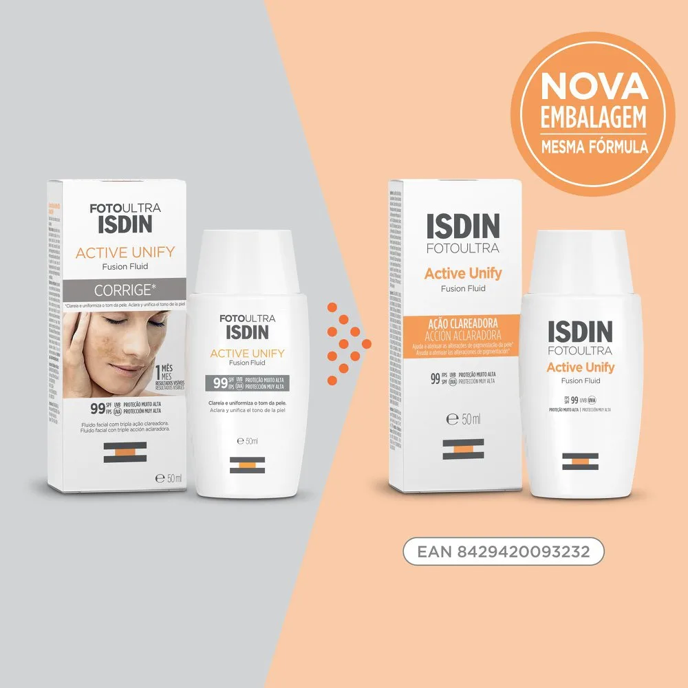 Protetor Solar Facial ISDIN Active Unify FPS99 Fusion Fluid Sem Cor 50ml