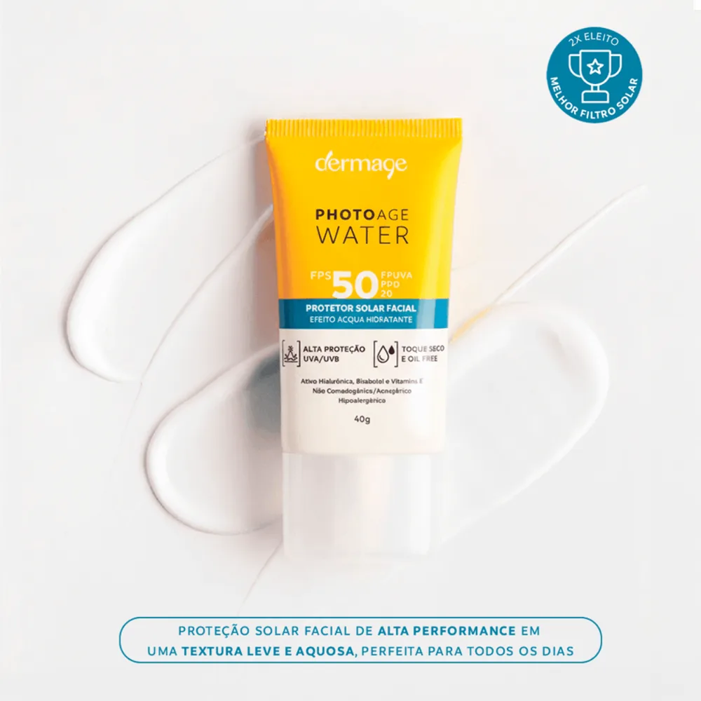 Protetor Solar Facial Dermage Photoage Water Toque Seco FPS50 40g