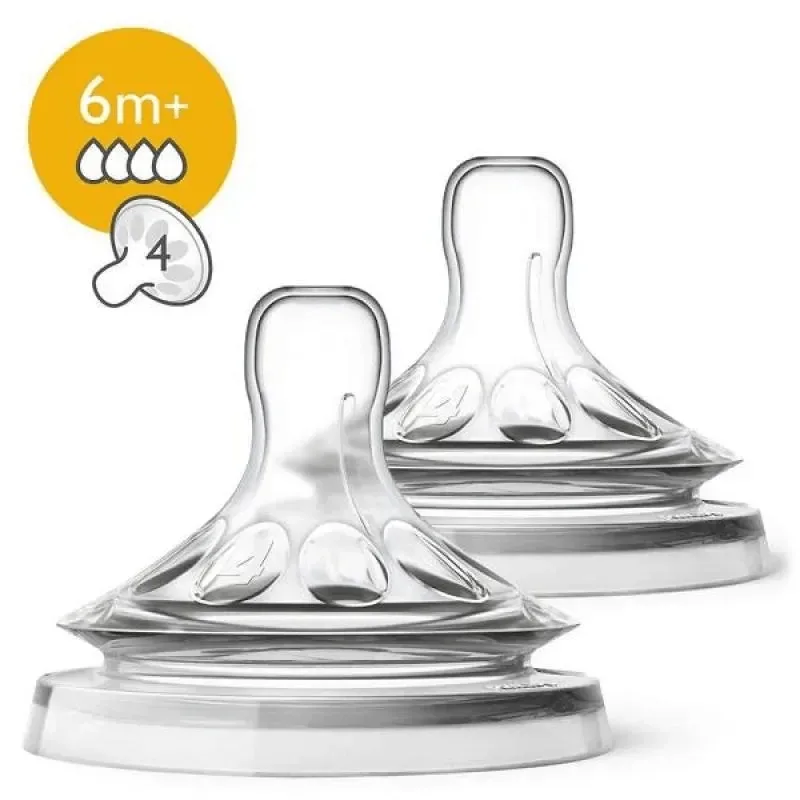 Bico para Mamadeira Philips Avent Pétala +6 meses Anticólica Silicone Tamanho 4 2 Unidades