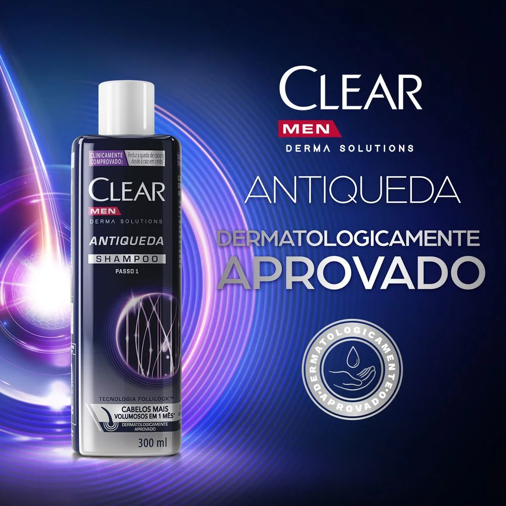Shampoo Clear Men Derma Solutions Antiqueda Passo 1 300ml
