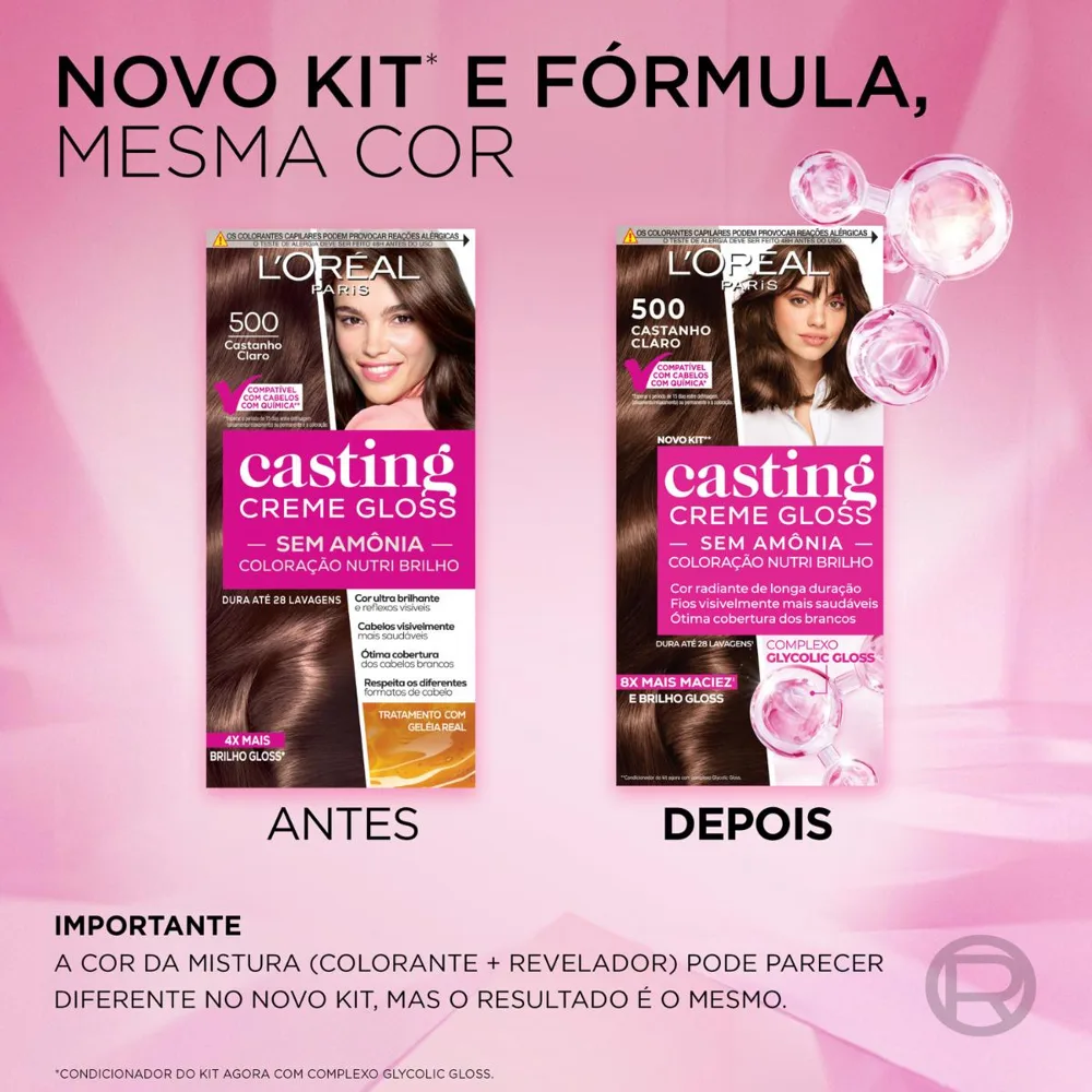 Tinta De Cabelo Casting Creme Gloss De L’oréal Paris 500 Castanho Claro 246g