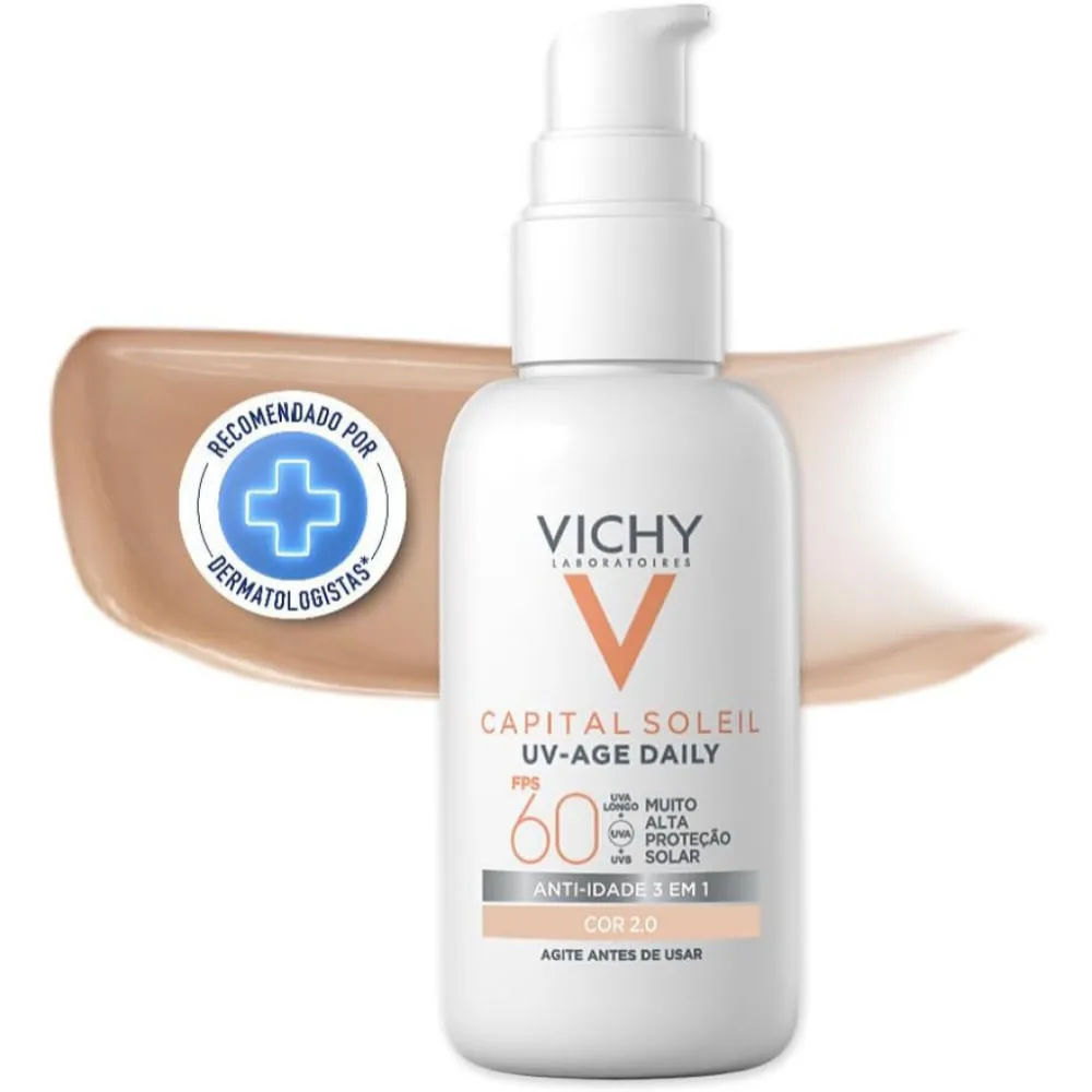 Protetor Solar Facial Vichy Capital Solei Uv-Age FPS60 Cor 2.0 40g
