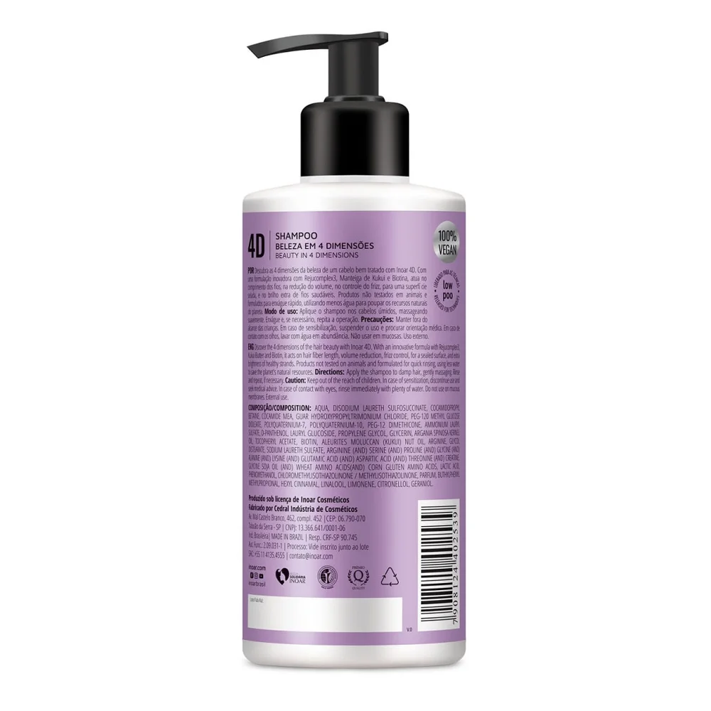 Shampoo Inoar 4D Beleza em 4 Dimensões 400ml