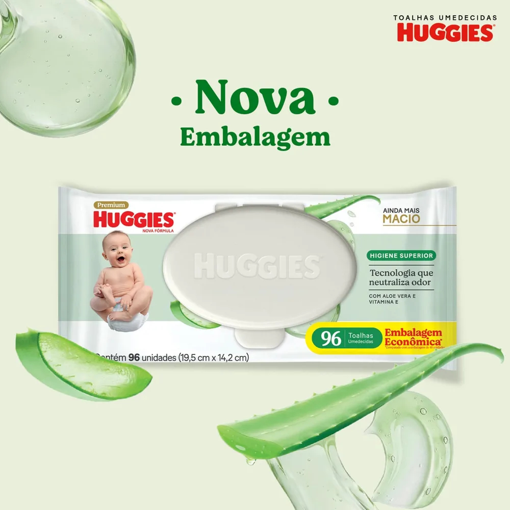 Lenços Umedecidos Huggies Higiene Superior Limpam 2x Mais 192 Unidades
