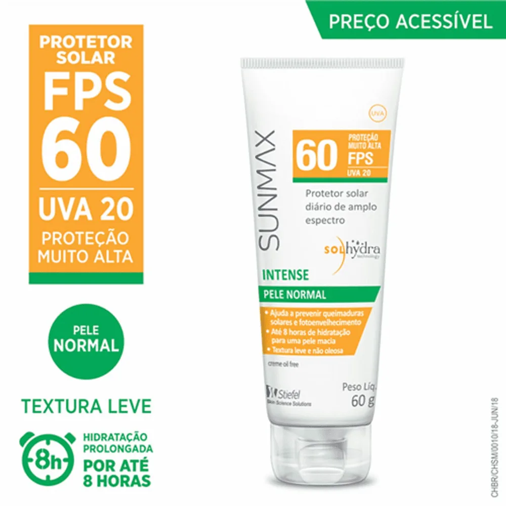 Protetor Solar Facial Sunmax Intense FPS60 Não Oleoso 60g