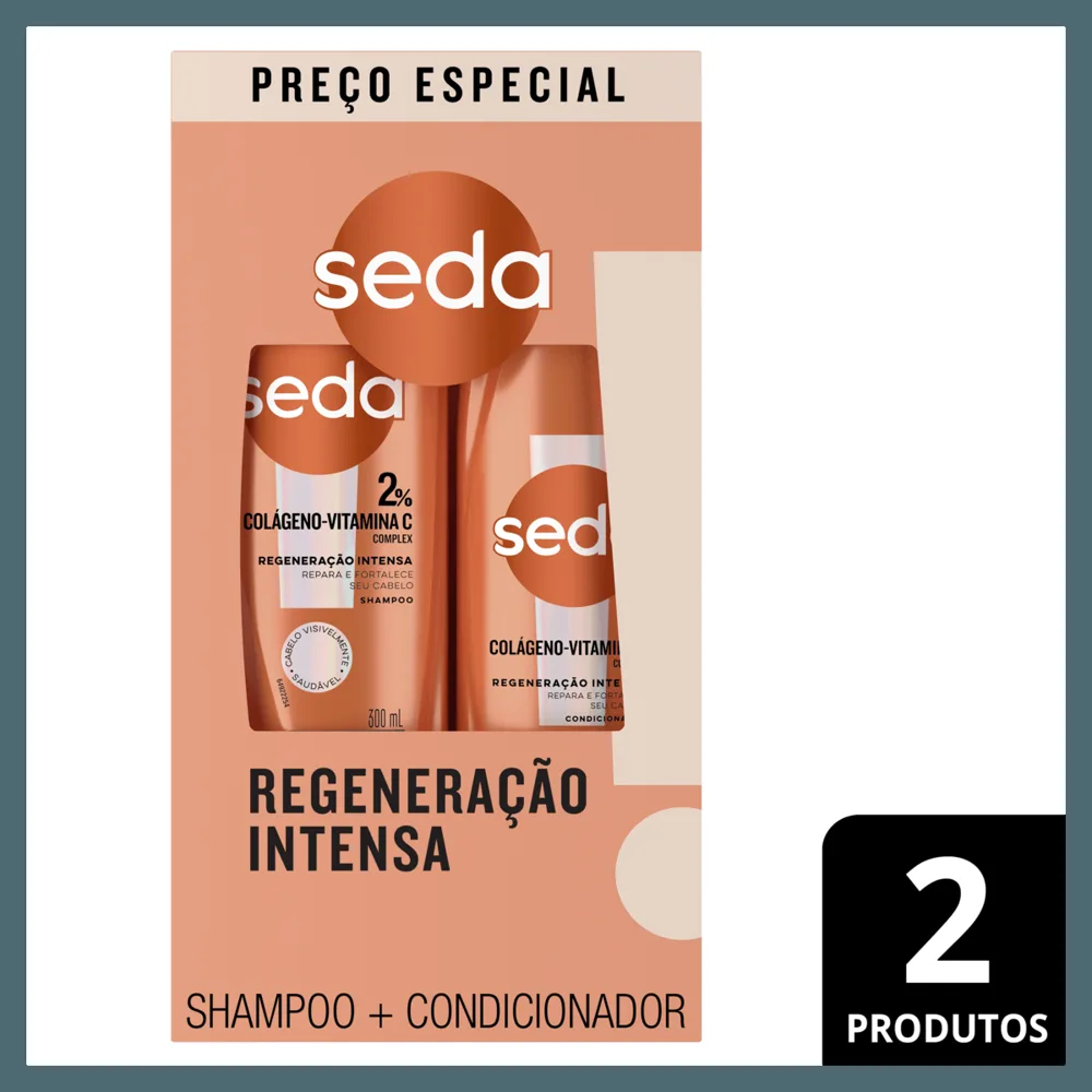Kit Shampoo Seda by Niina Secrets Colágeno + Vitamina C 300ml 1 Uni + Condicionador  Colágeno + Vitamina C by Niina Secrets 190ml 1 Uni