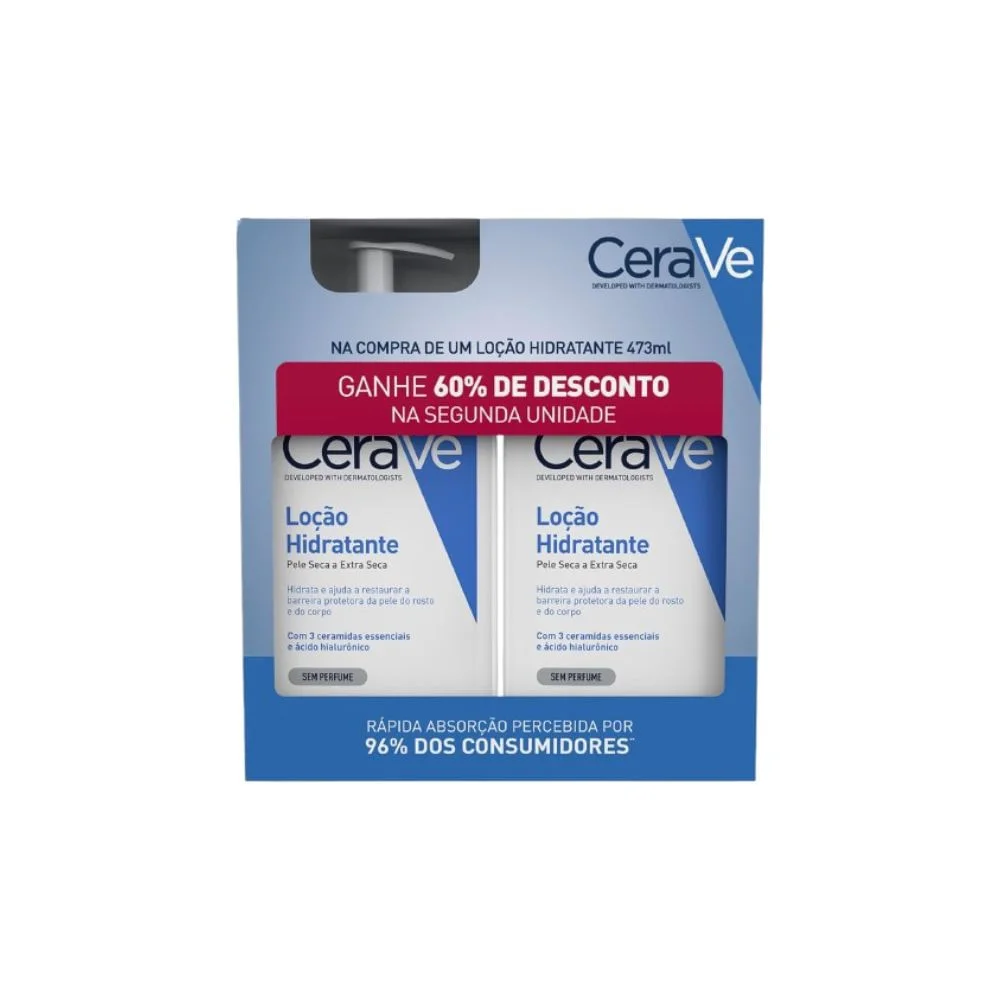 Kit Loção Hidratante CeraVe Corporal Sem Perfume 473ml 2 Unidades