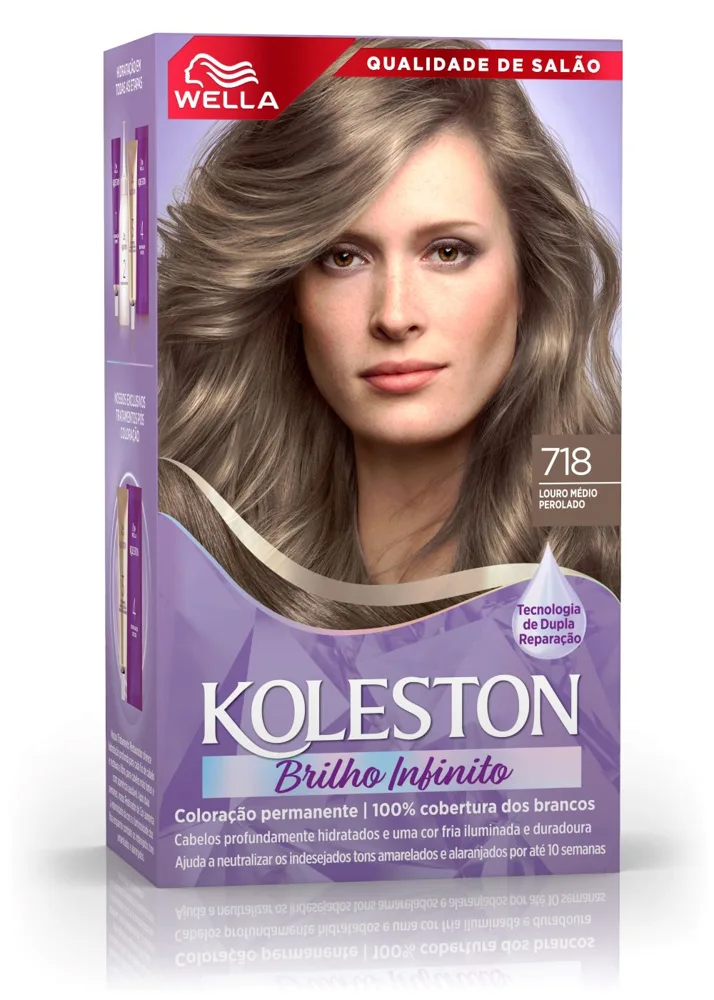 Tintura Koleston Brilho Infinito 718 Louro Médio Perolado