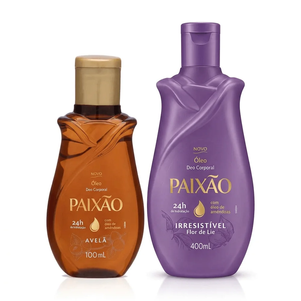 Kit Paixão Hidratação Corporal Hidratante Irresistível 400ml + Óleo Amêndoas e Avelã 100ml