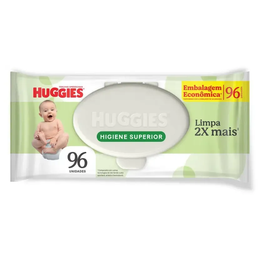Lenços Umedecidos Huggies Max Clean Higiene Superior Limpam 2x Mais 96 Unidades