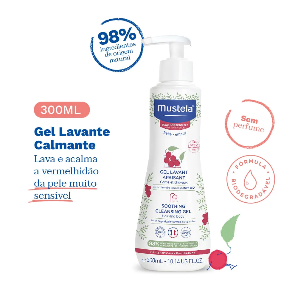 Kit Mustela Gel Lavante Calmante Pele Muito Sensível 300ml + Hidratante Calmante para Pele Muito Sensível 200ml