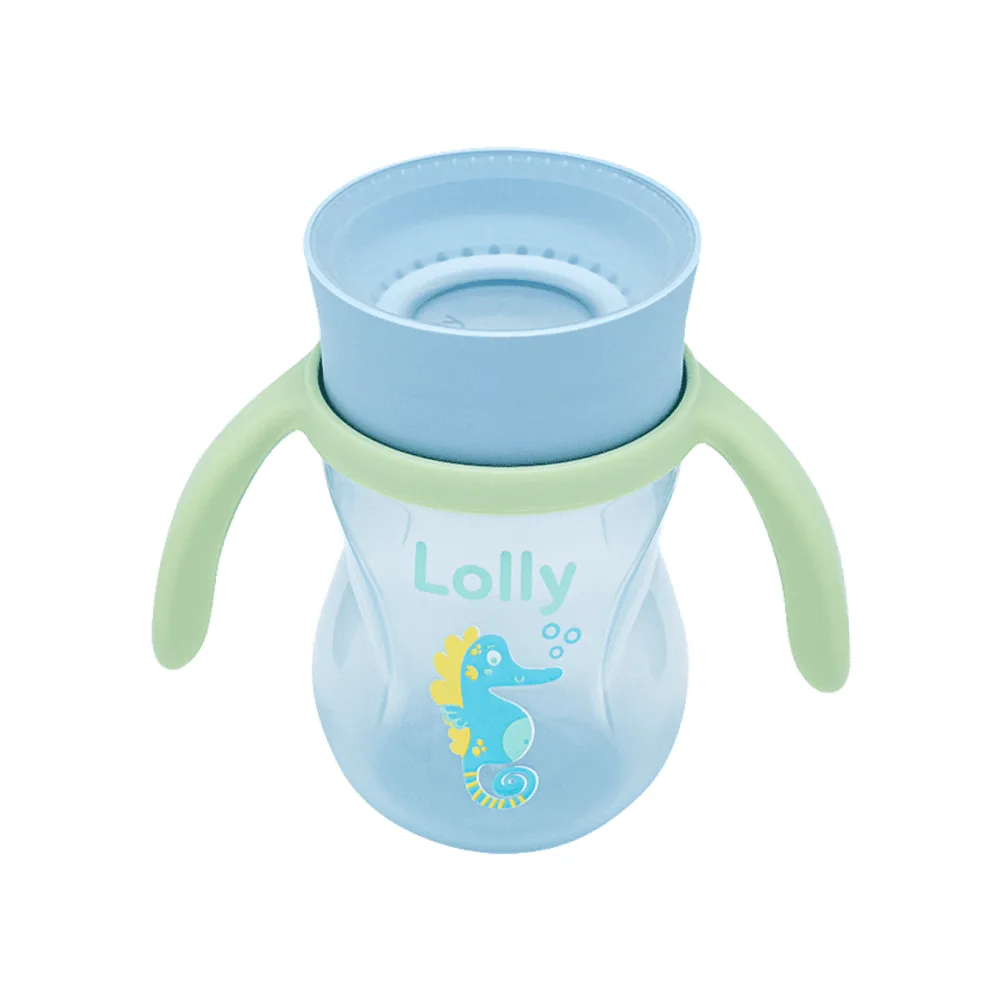 Copo de Transição Lolly Oceano 360 +8 meses Antivazamento Azul 330ml 1 Unidade