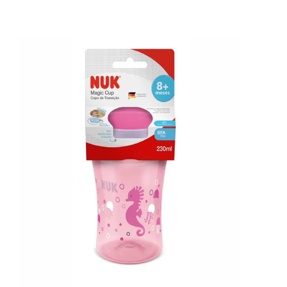 Copo de Transição NUK Evolution Magic Cup 360º +8 meses Antivazamento Rosa 230ml 1 Unidade
