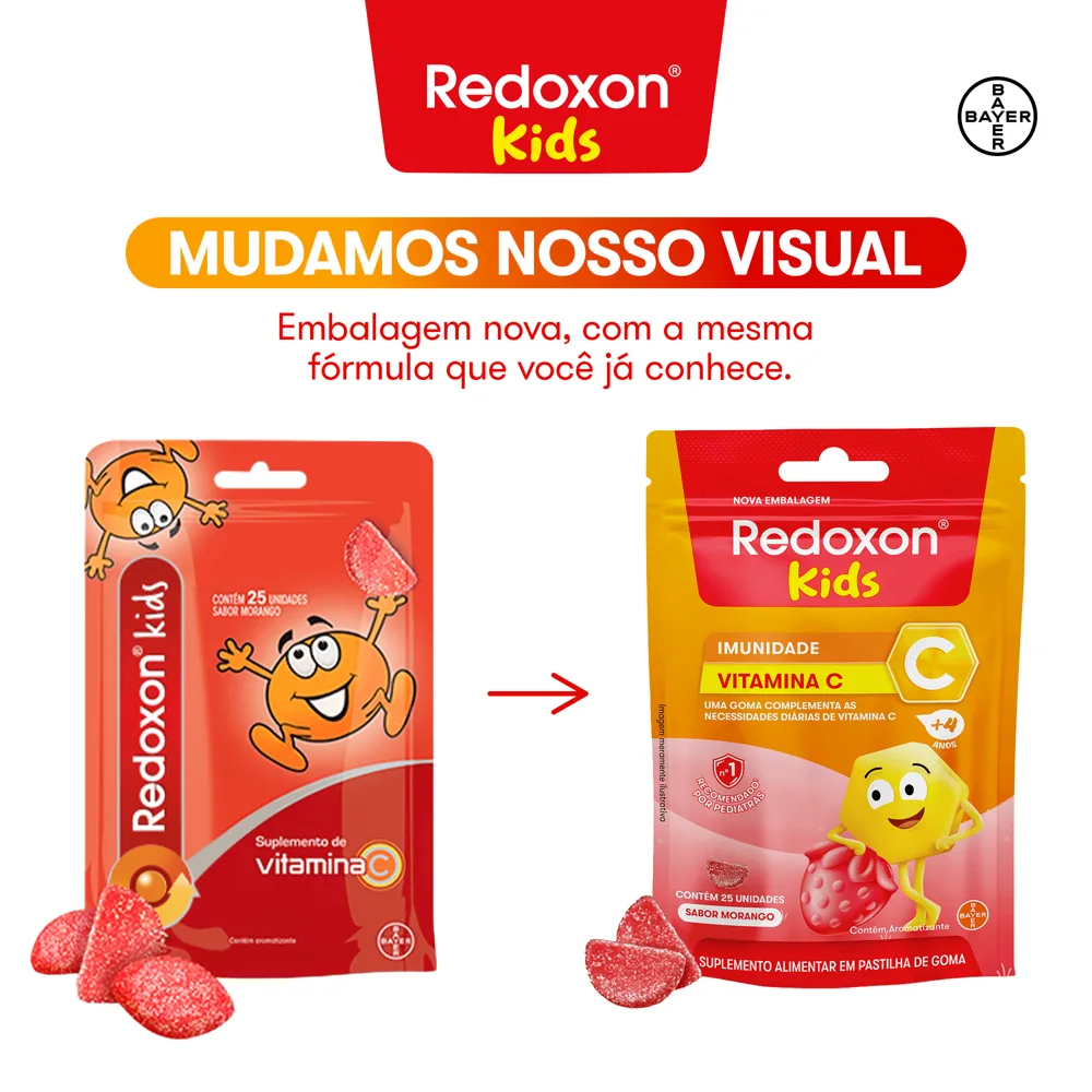 Redoxon Kids Morango Vitamina C 25 Gomas