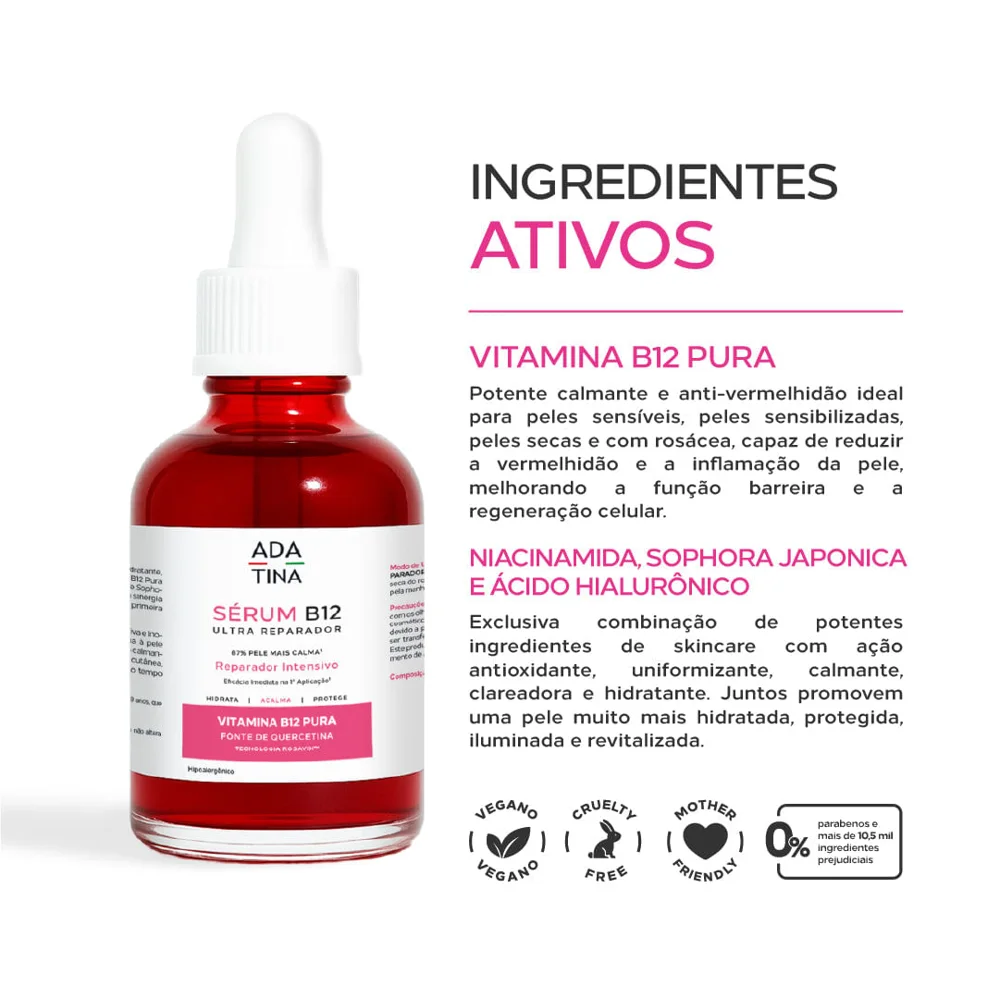 Sérum B12 Ultra Reparador Ada Tina Clareador Calmante