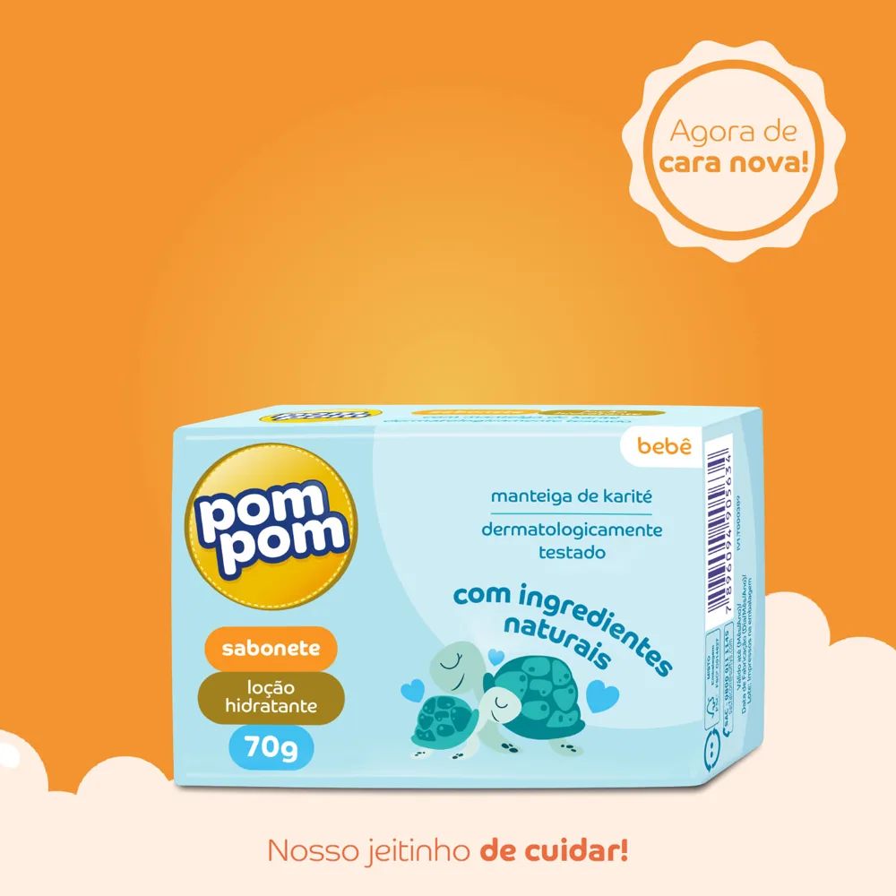 Sabonete em Barra Infantil Pom Pom Hidratante 70g