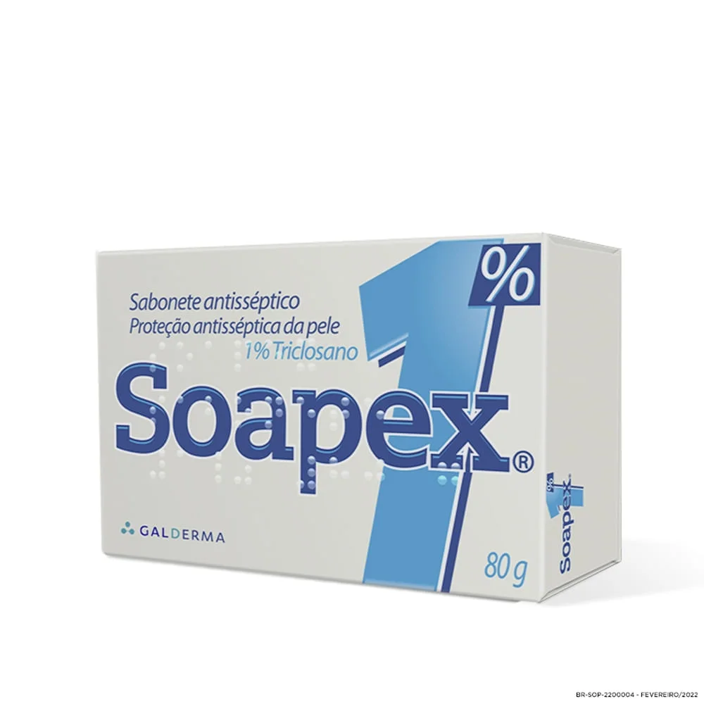 Sabonete em Barra Facial Soapex Antisséptico Triclosano 1% 80g