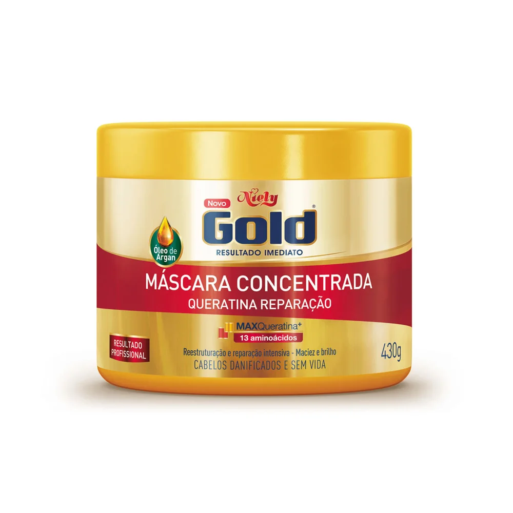 Máscara Capilar Niely Gold Queratina Reparação 430g