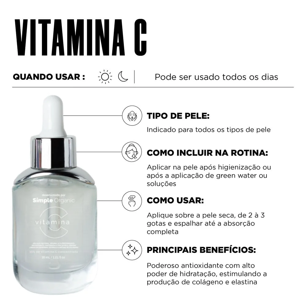 Solução Facial Simple Organic Vitamina C 15% 30ml