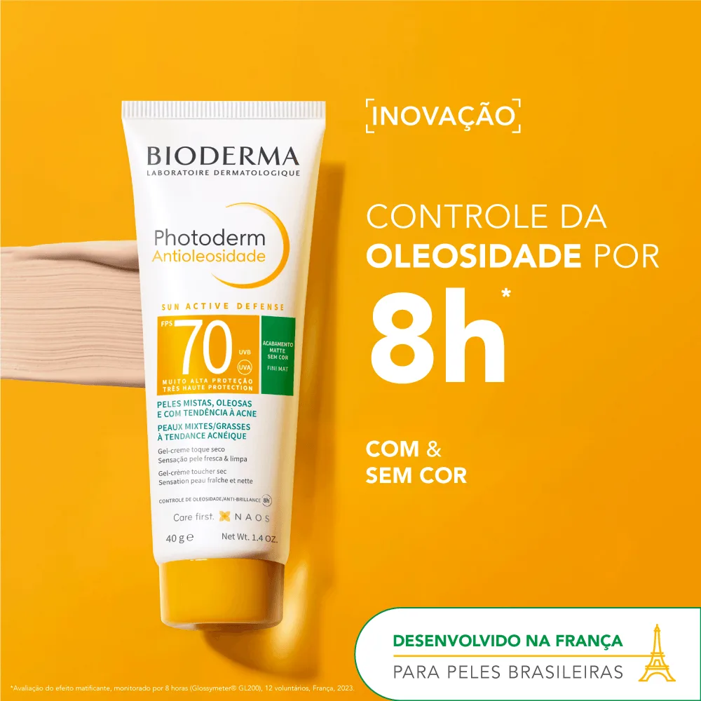 Protetor Solar Facial Bioderma Photoderm Antioleosidade FPS70 Cor 2.0 40g
