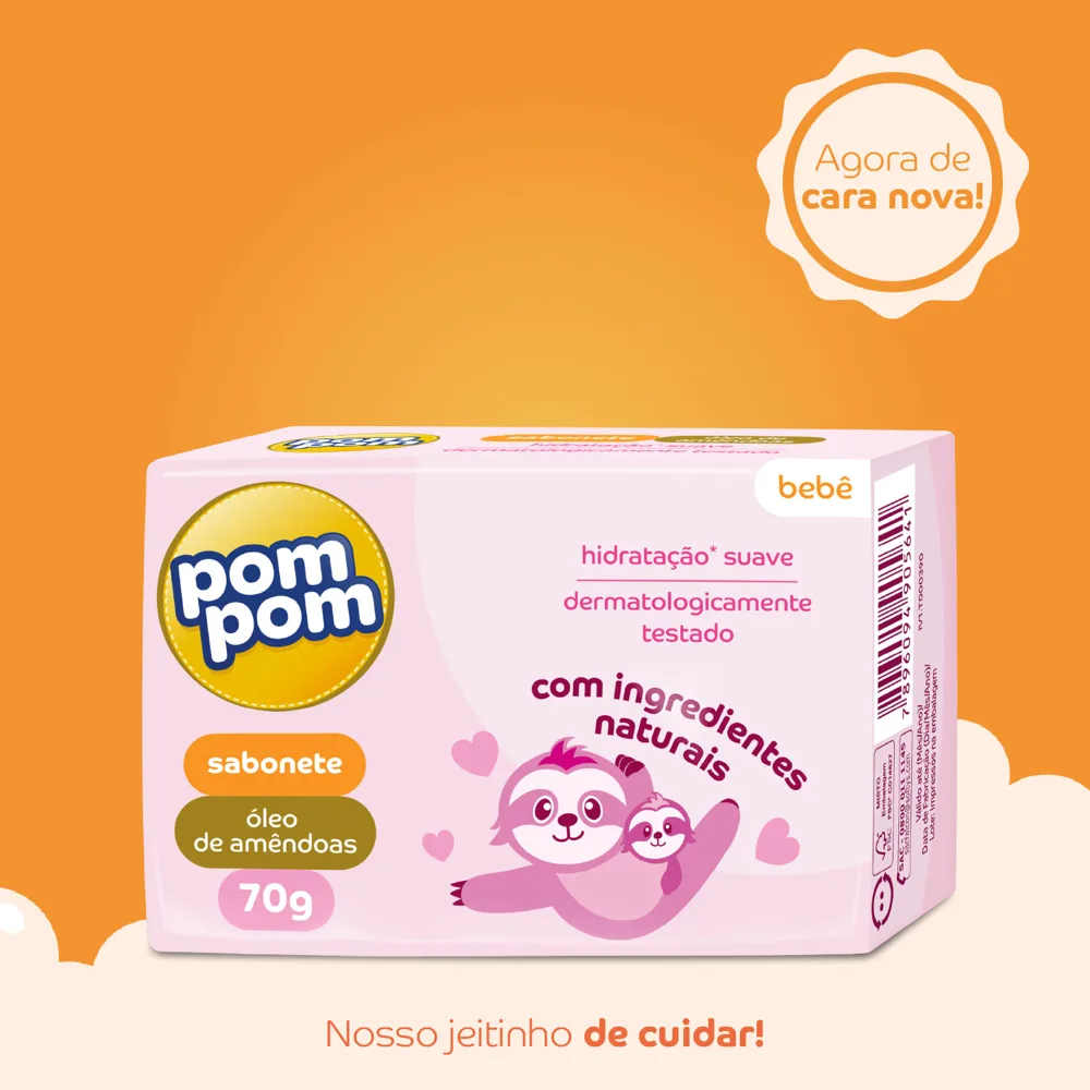 Sabonete em Barra Infantil Pom Pom Óleo de Amêndoas 70g